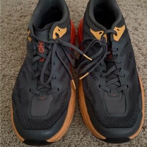 Hoka one Men's soeedgoat gray and orange Athletic Shoes